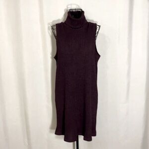 TINLEY Sleeveless Turtleneck Ribbed Mini Dress